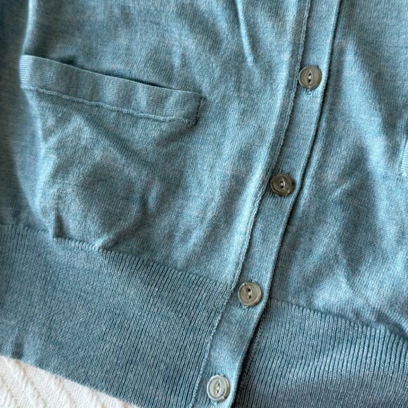 Smokey Blue Extra Fine Merino Wool Banana Republic Cardigan, Small - Picture 3 of 3